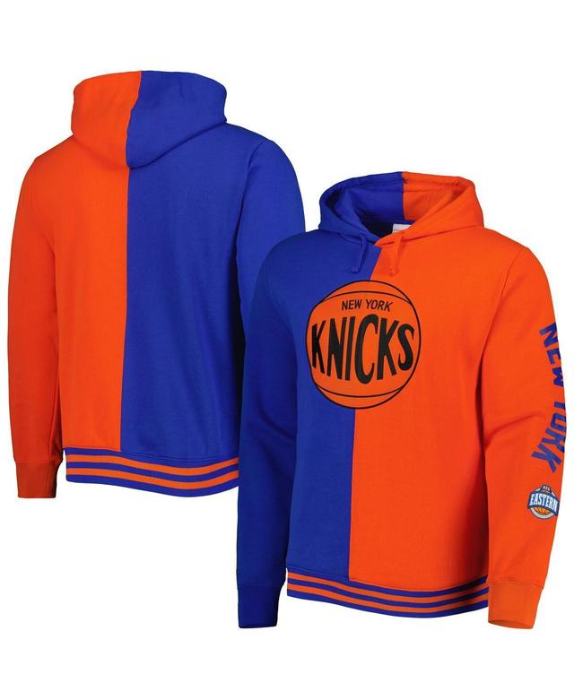 Mens Mitchell & Ness Blue/Orange New York Knicks Big & Tall Hardwood Classics Split Pullover Hoodie Product Image