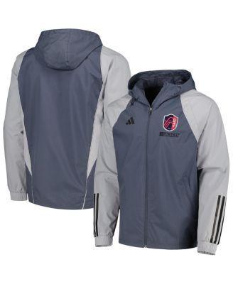 Mens adidas Charcoal St. Louis City SC All-Weather Raglan Hoodie Full-Zip Jacket Product Image