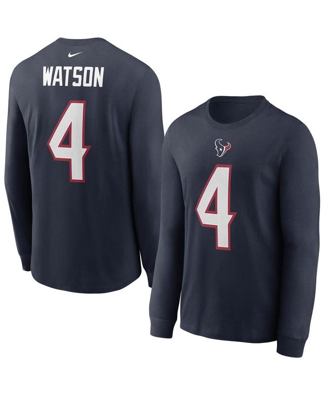 Mens Nike Deshaun Watson Navy Houston Texans Player Name Number Long Sleeve T-shirt Product Image