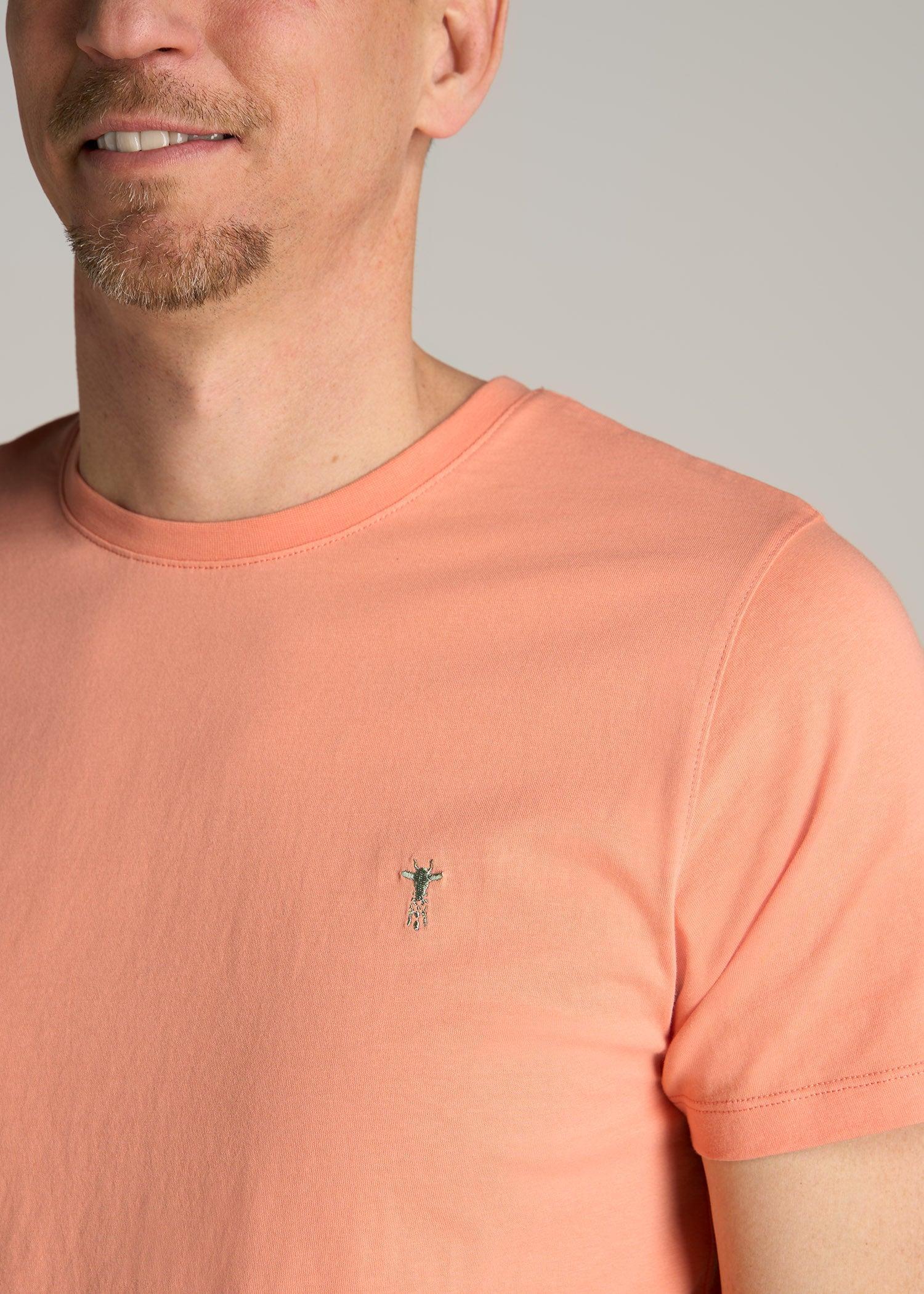 MODERN-FIT Embroidered Logo Crewneck T-Shirt for Tall Men in Apricot Crush Product Image