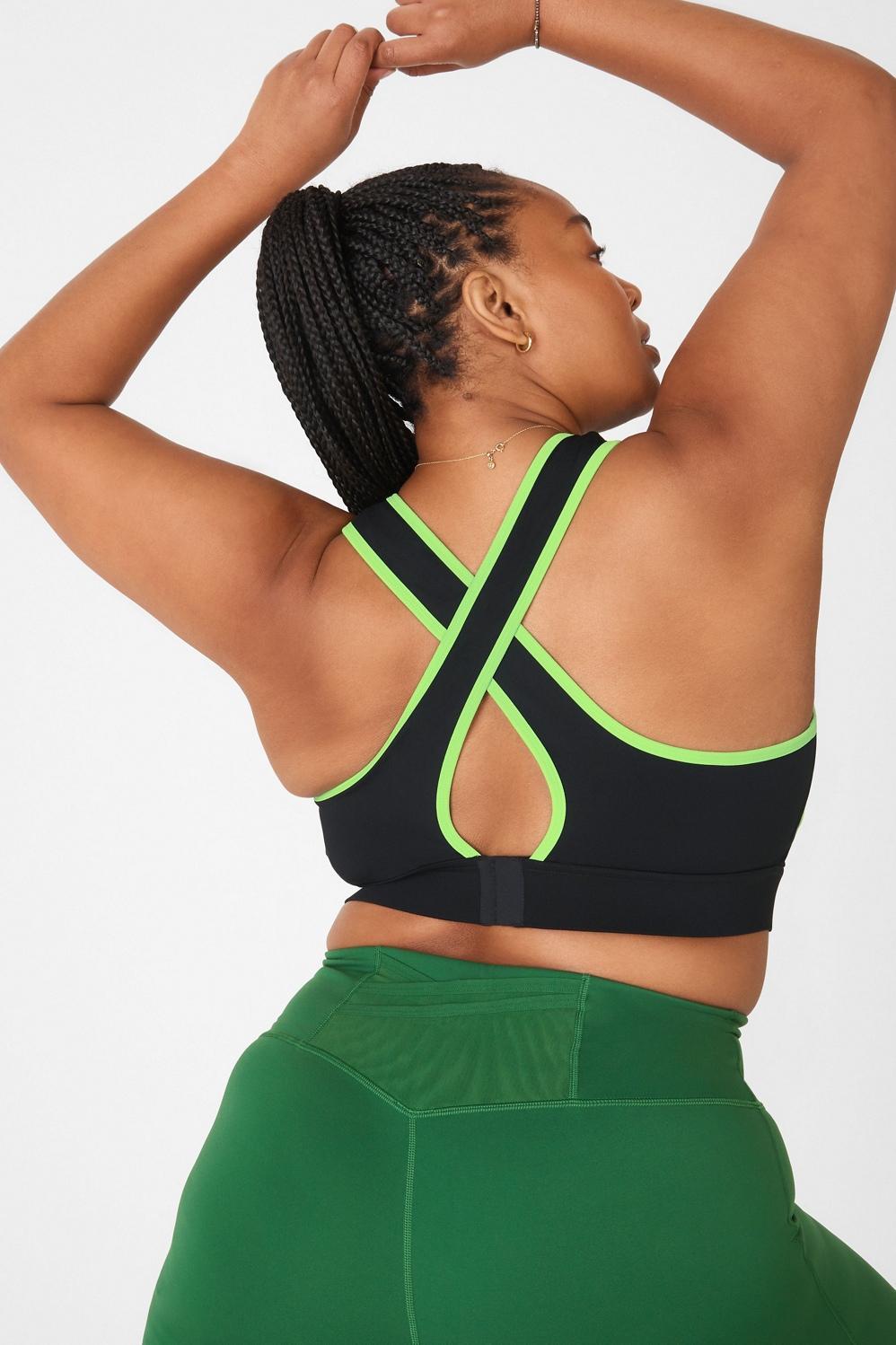 Fabletics Blare Cross Back Medium Impact Sports Bra Womens black plus Size 4X Product Image