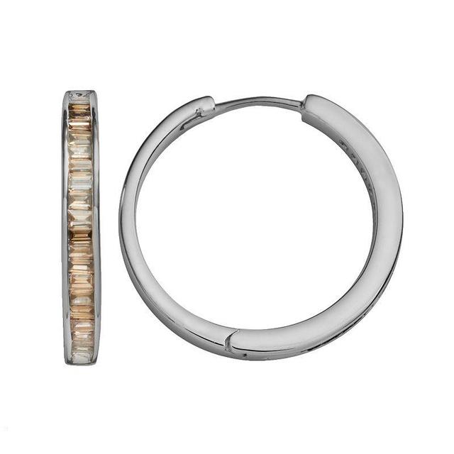 Sterling Silver Earrings, Champagne Diamond Baguette Hoop Earrings (1 ct. t.w.) Product Image