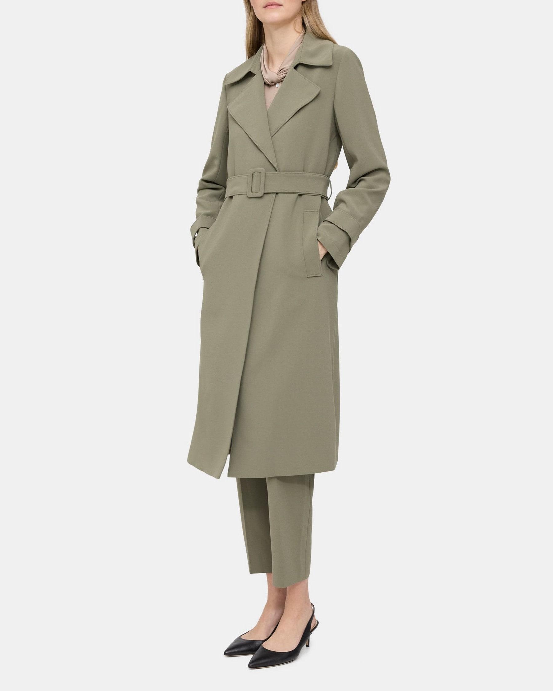 Relaxed Short Trench Coat in Crepe Product Image