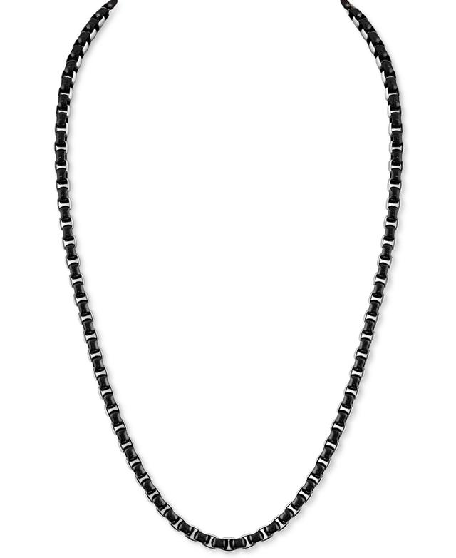 Mens Two-Tone Box Link 22 Chain Necklace in Stainless Steel Ion-Plate - Black Product Image