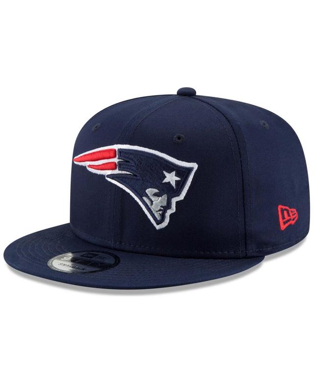 Mens New Era Navy New England Patriots Basic 9FIFTY Adjustable Snapback Hat, PAT Blue Product Image