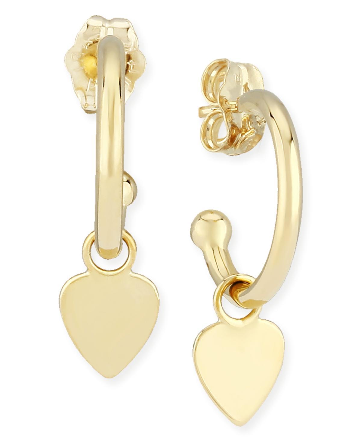 Dangle Heart Hoop Earrings in 14k Gold product image