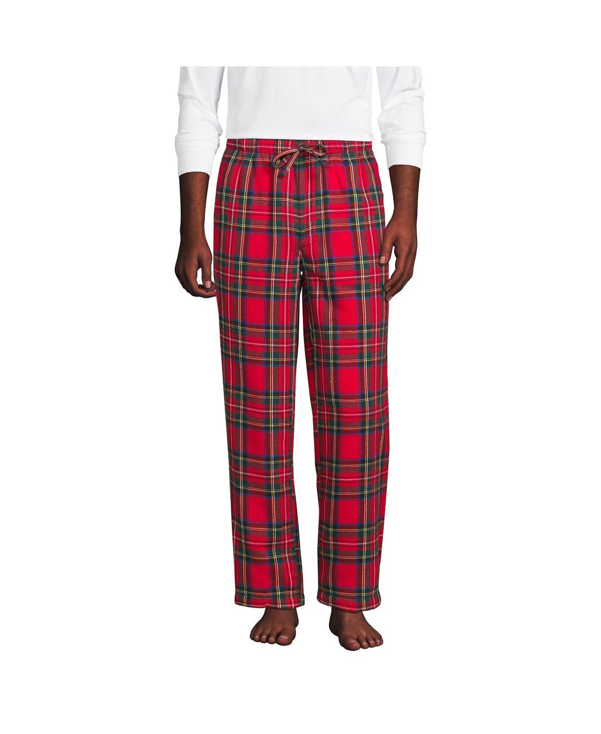 Big & Tall Lands End Plaid Sherpa-Lined Flannel Pajama Sleep Pants, Mens Dark Red Product Image