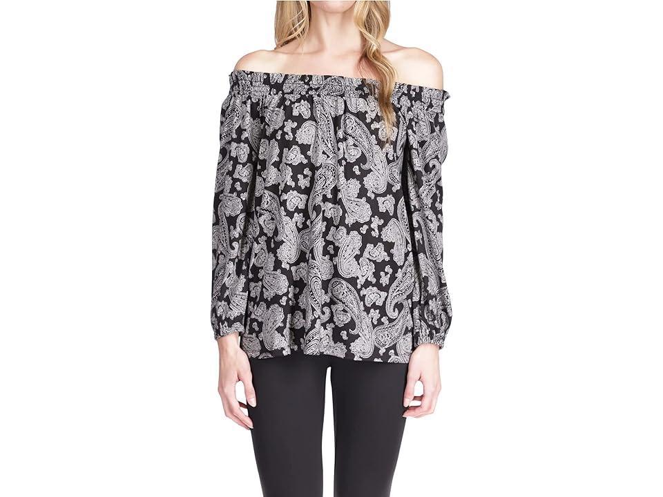 MICHAEL Michael Kors Paisley Print Off Shoulder Top Women's Clothing Product Image