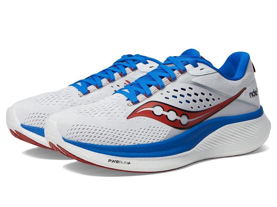 Saucony Mens Ride 17 - Running Shoes White/Blue Product Image