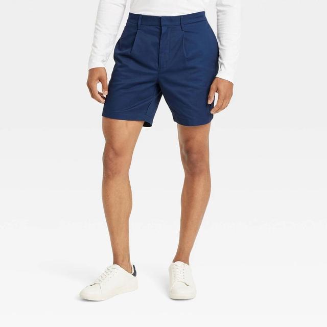 Mens 7 Pleated Trouser Shorts - Goodfellow & Co Navy Blue 30 Product Image