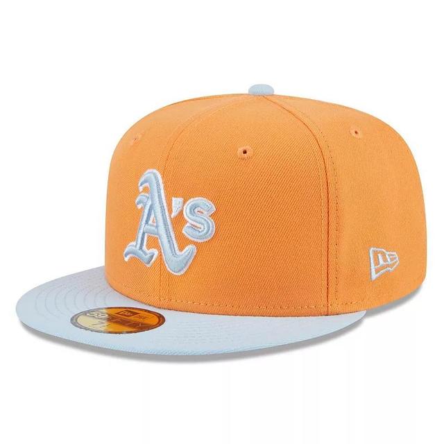 New Era Mens Orange Oakland Athletics Spring Color Basic Two-Tone 59FIFTY Fitted Hat - Orange, Light Blue Product Image