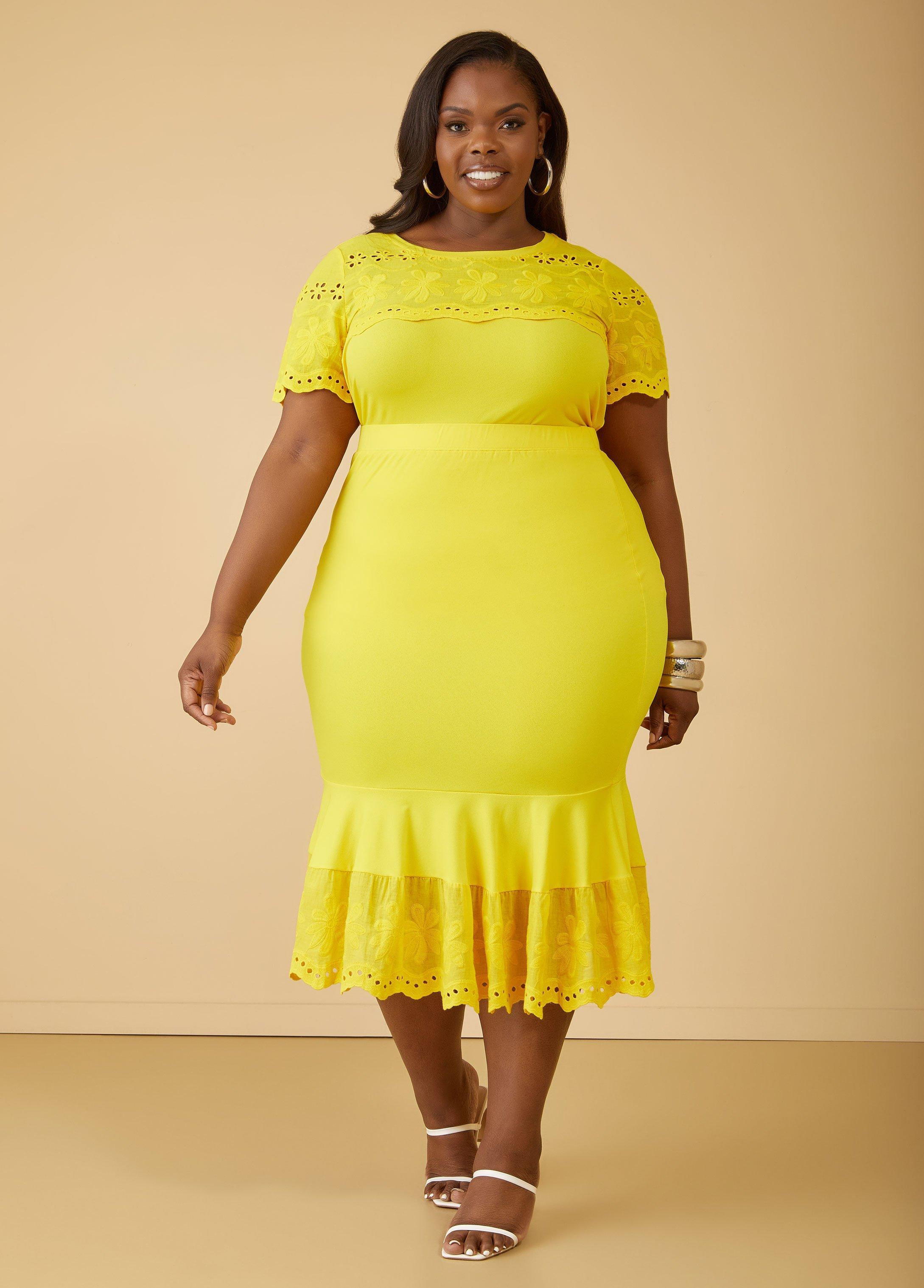 Plus Size Embroidered Paneled Midi Skirt Ashley Stewart product image