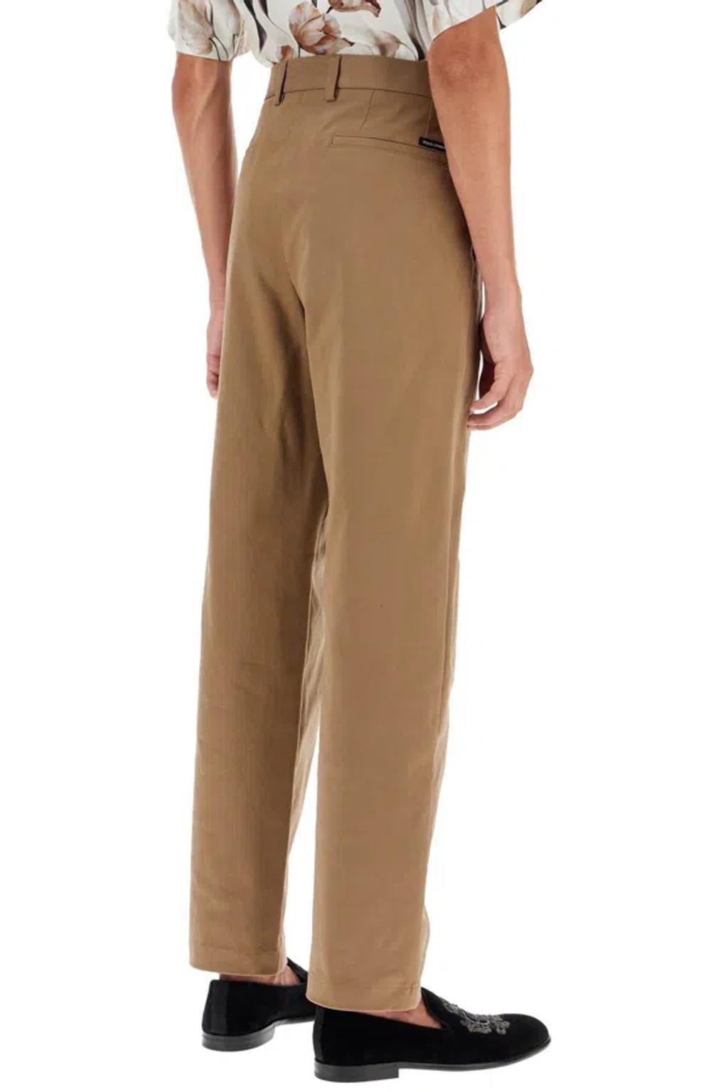 Straight Cotton Stretch Pants In 8 In Brown Product Image