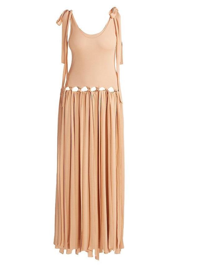 Womens Sleeveless Fringe Maxi Dress Product Image