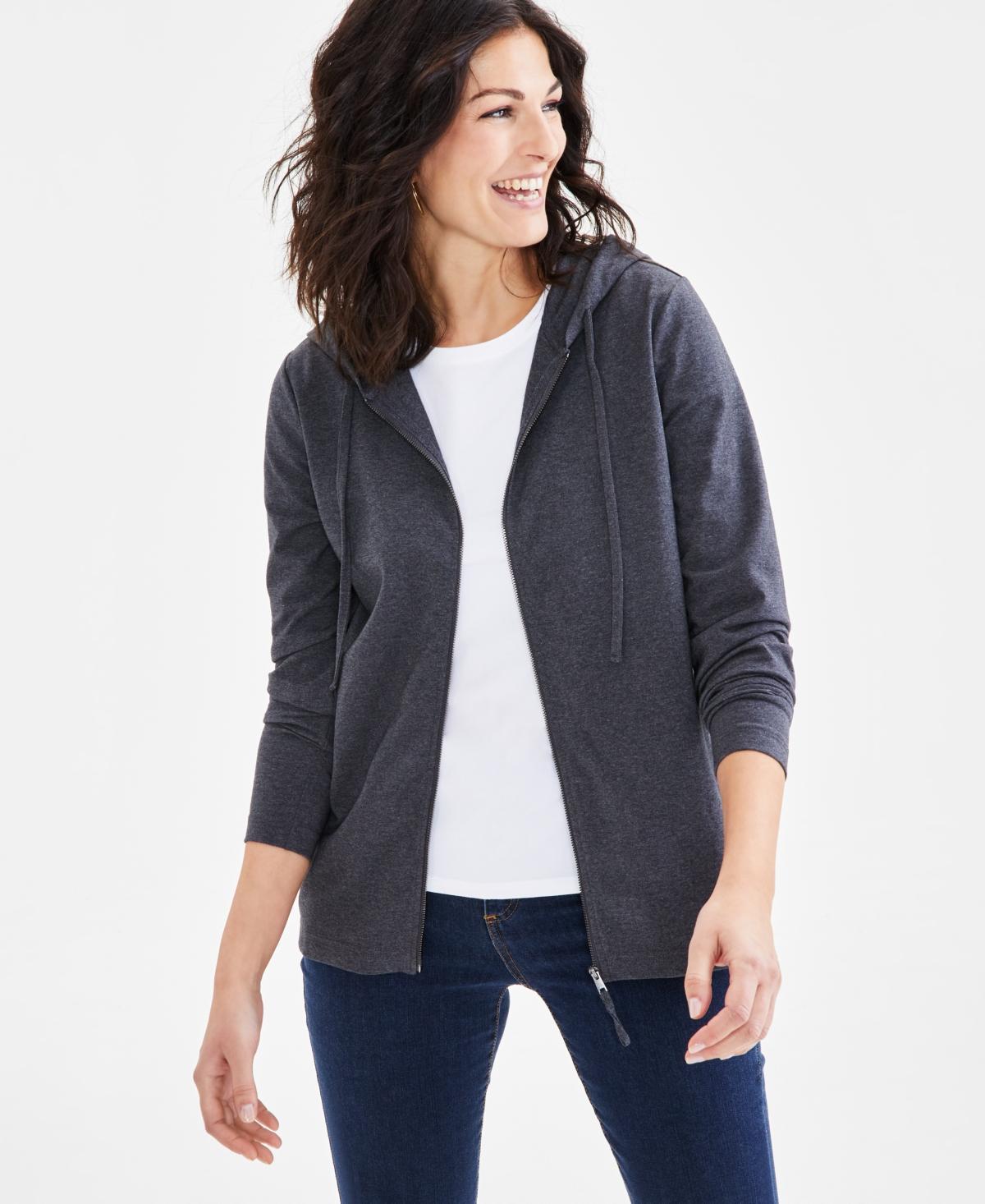 Style & Co Womens Zip-Front Hooded Sweatshirt, Created for Macys Product Image