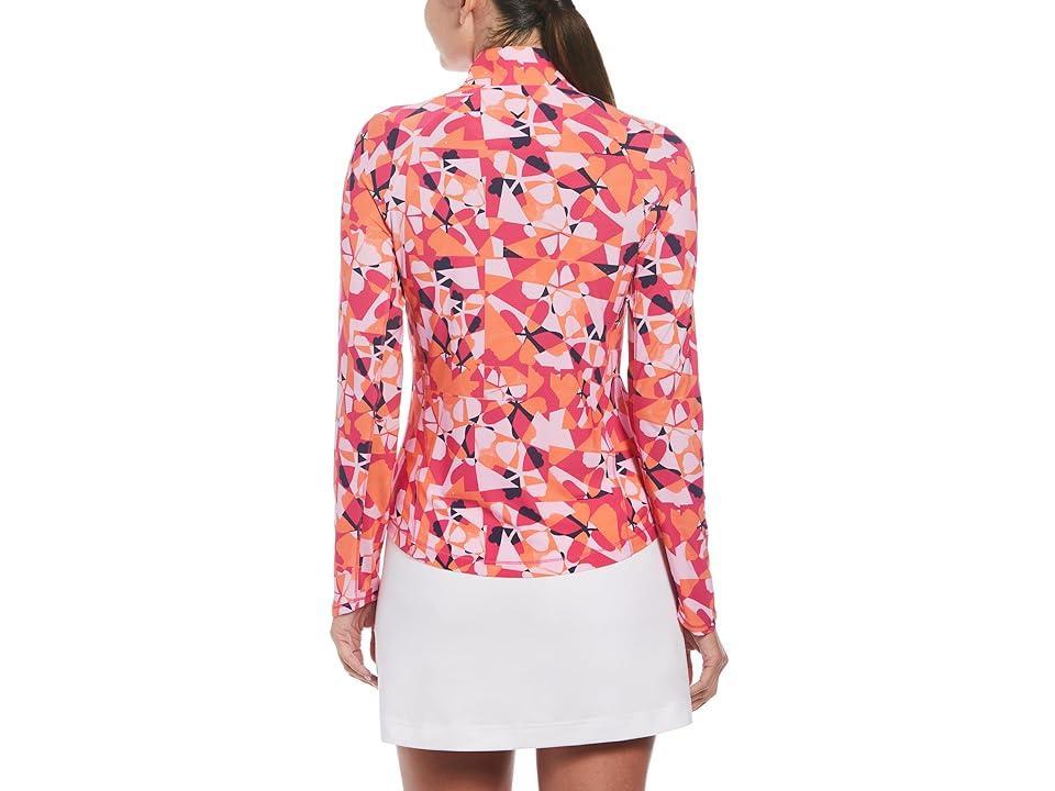 Callaway Geometric Floral Long Sleeve Sun Protection (Pink Peacock) Women's Clothing Product Image