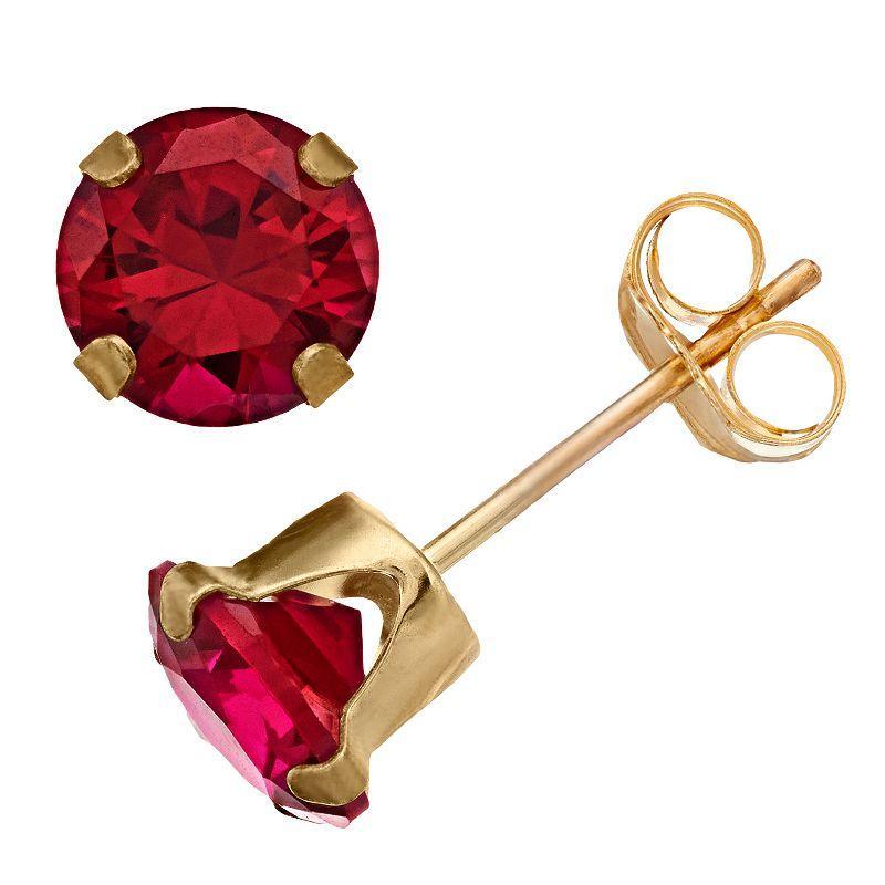 Pure Gem Collection 10k Gold 6 mm Garnet Stud Earrings, Womens Product Image