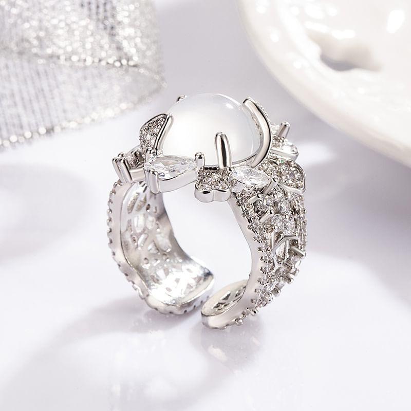 Faux Gemstone Rhinestone Alloy Open Ring Product Image