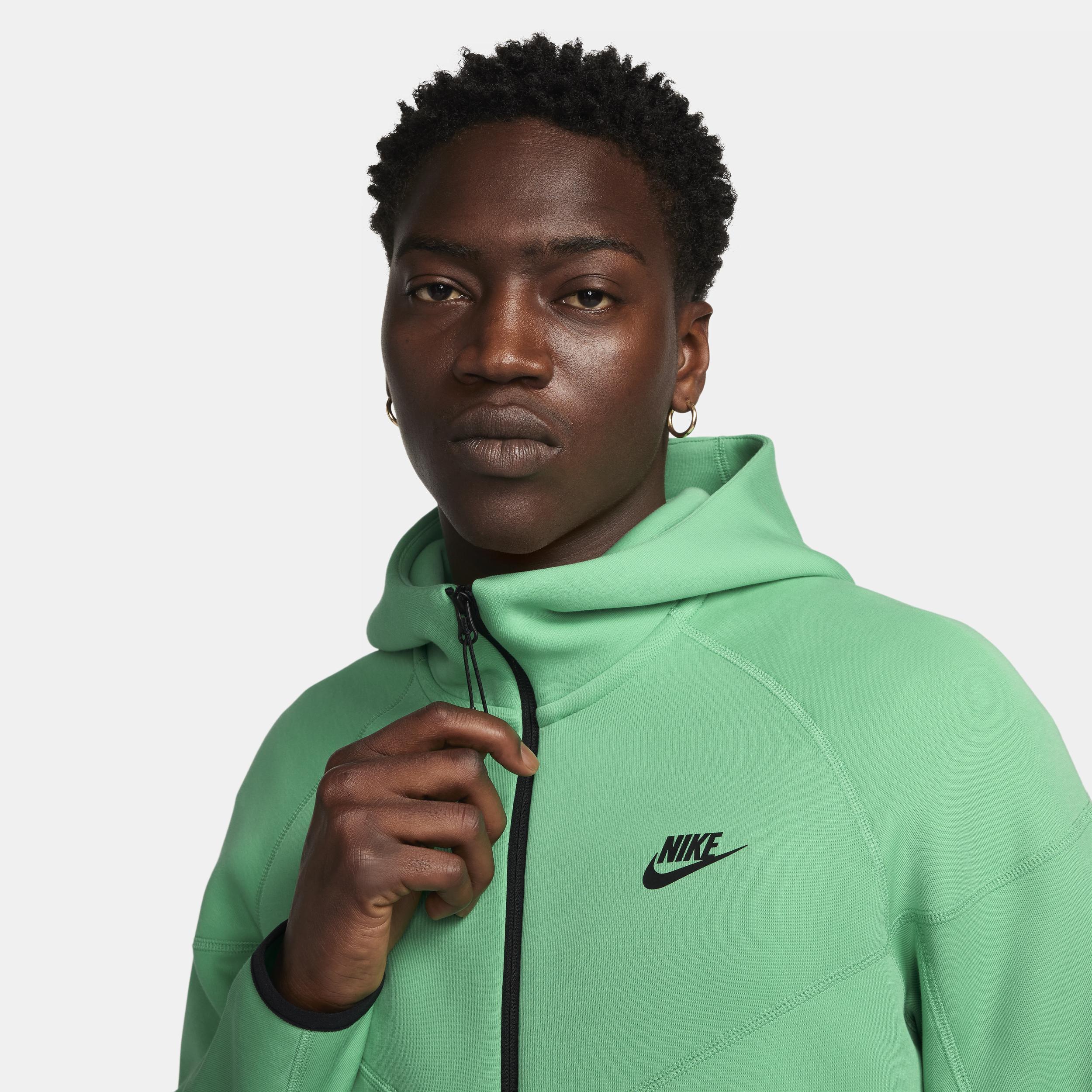 Nike Mens Nike Tech Fleece Full-Zip Hoodie - Mens Black/Spring Green Product Image