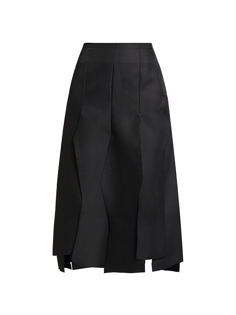 Womens Pleated Asymmetrical Midi-Skirt Product Image