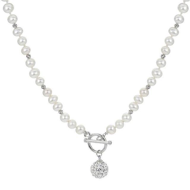 PearLustre by Imperial Freshwater Cultured Pearl & Crystal Bead Toggle Clasp Necklace, Womens Sterling Silver Product Image