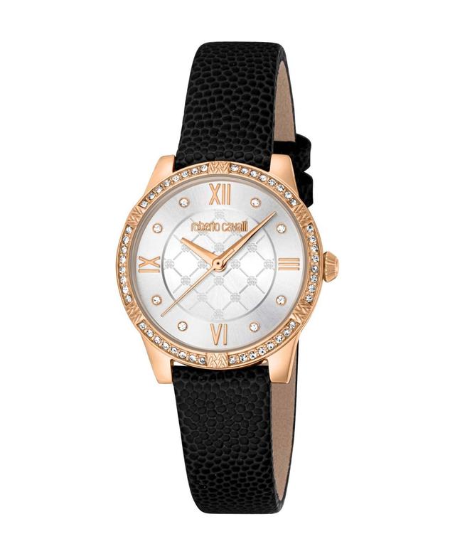 Roberto Cavalli Womens Quartz Black Leather Watch 30mm - Rose Product Image