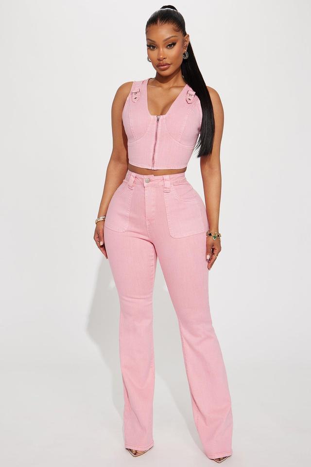 Unconditional Love Flare Jeans - Pink Product Image