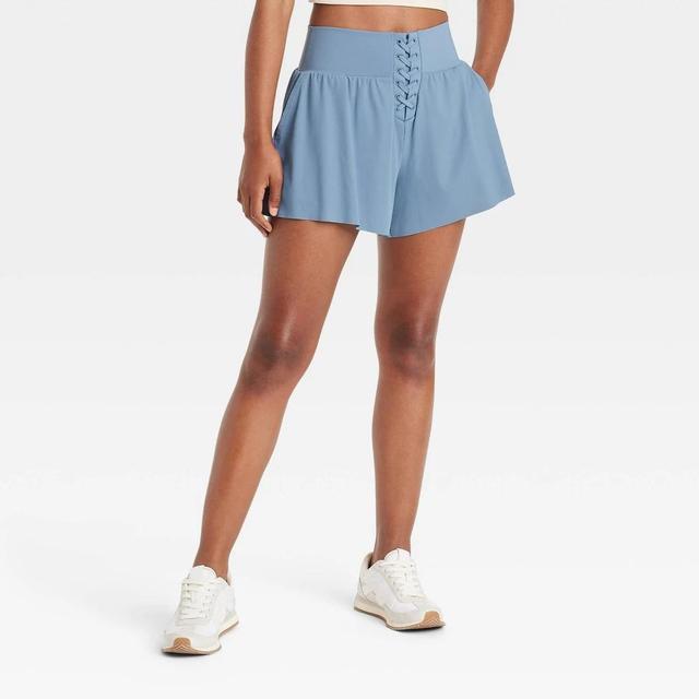 Womens High-Rise Lace-Up Detail Shorts - JoyLab Blue XXL Product Image