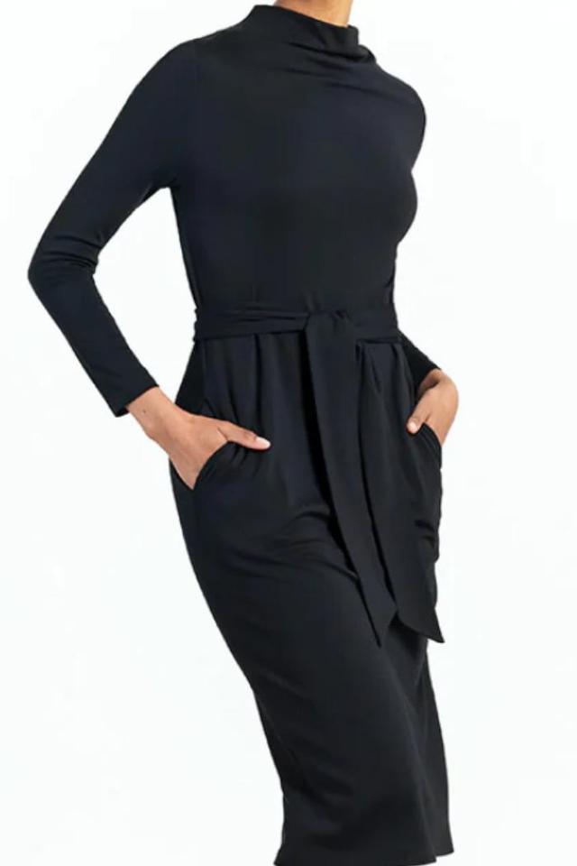 Ponte Drape Neck Dress Product Image