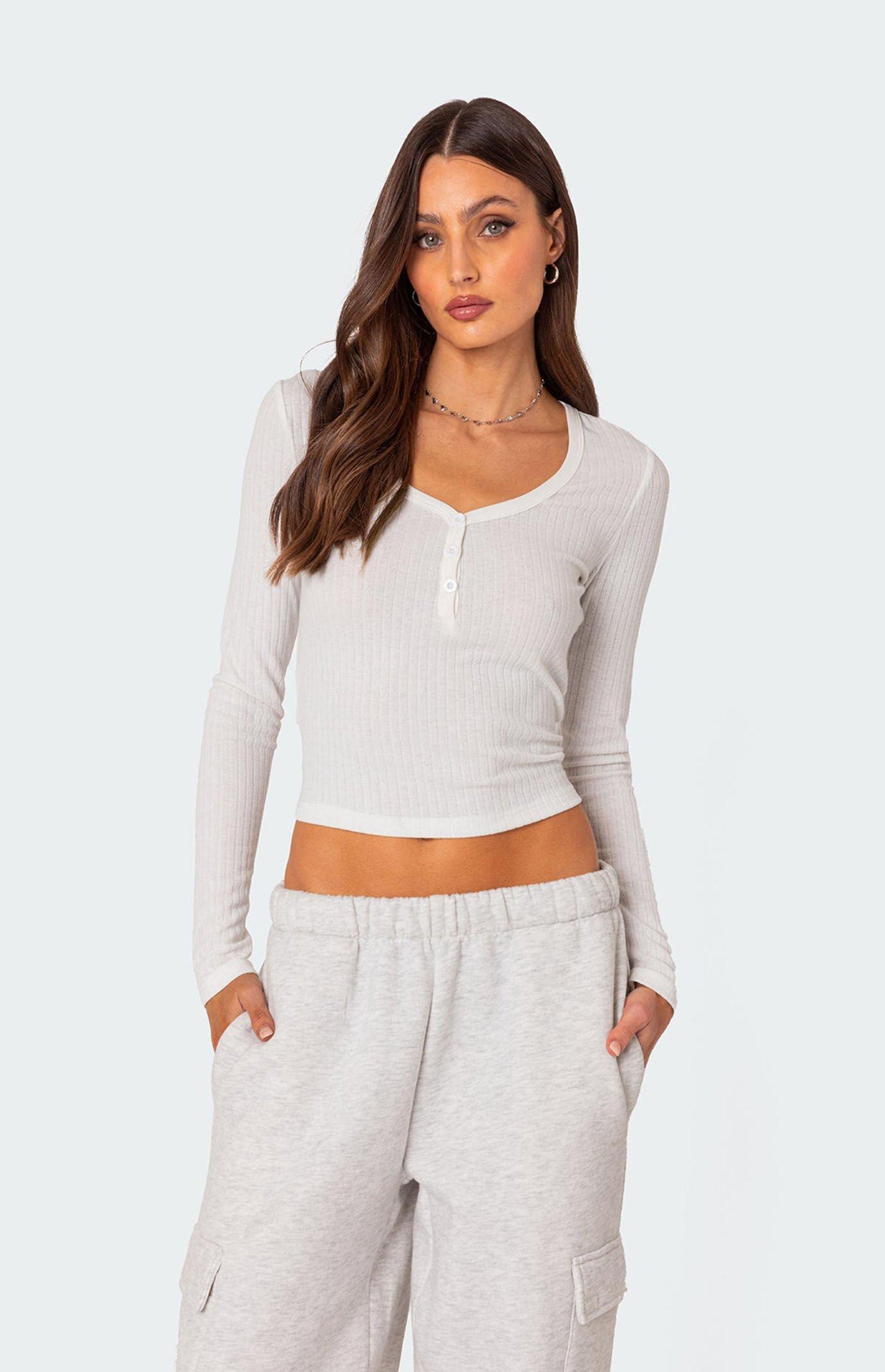 Edikted Women's Noah Pointelle Long Sleeve Top Product Image