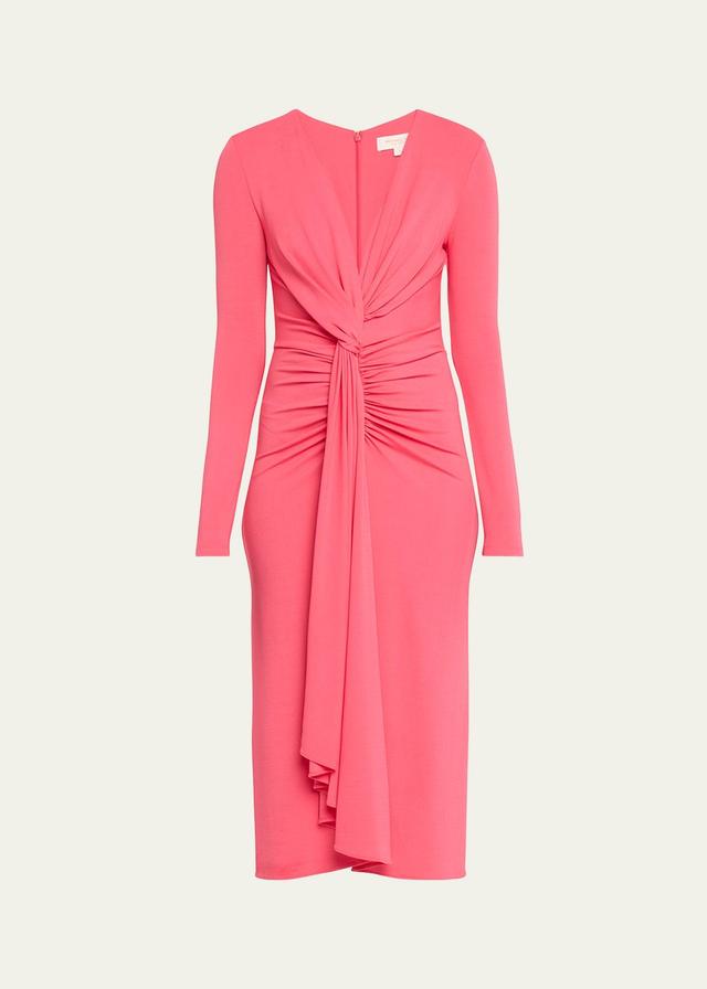 Womens Gathered Draped Midi-Dress Product Image