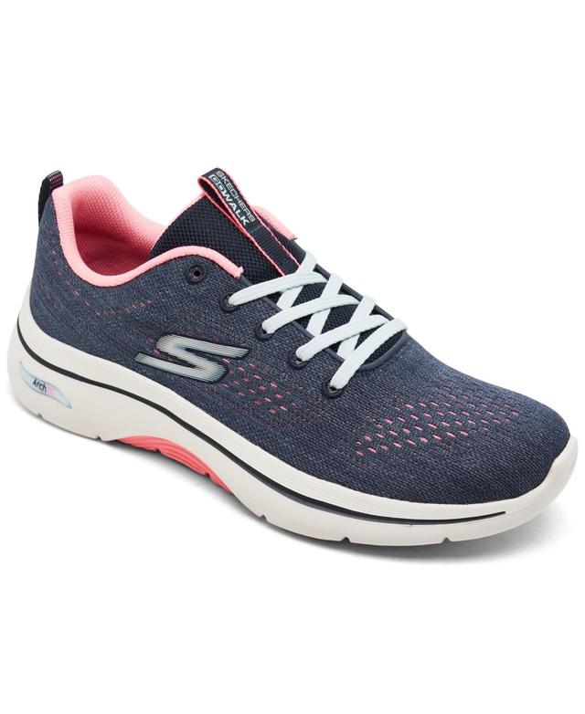 Skechers Womens Go Walk Arch Fit 2.0 - Vivid Sunset Walking Sneakers from Finish Line - Navy Product Image