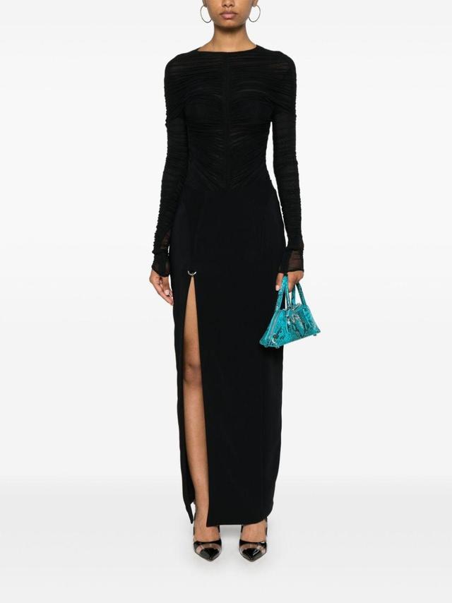 MUGLER Side-slit Maxi Skirt In Black Product Image