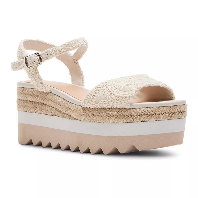 madden girl Charizma Natural Macrame Womens Wedge Sandals Product Image