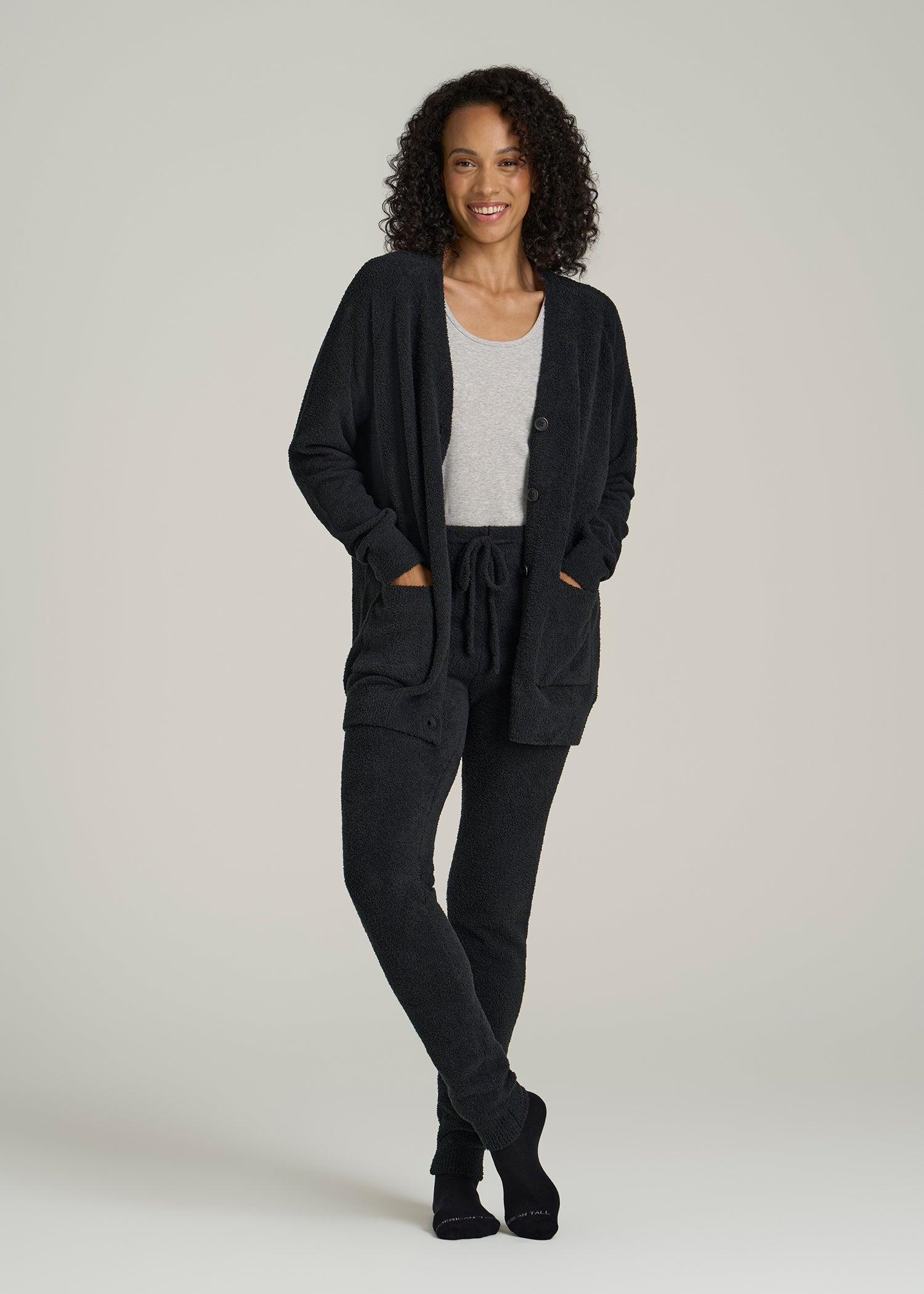 Chenille Cardigan for Tall Women in Black Product Image