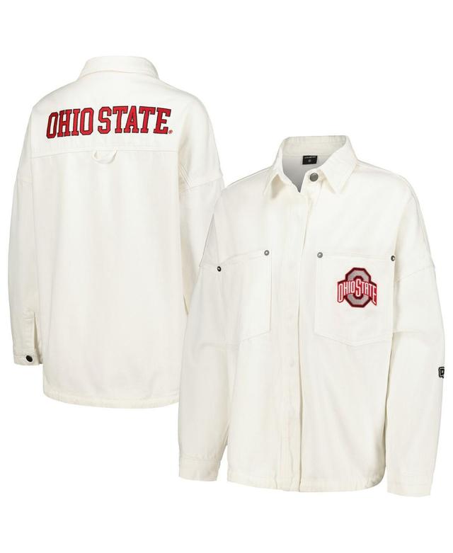 Hype and Vice Womens White Ohio State Buckeyes Multi-Hit Hometown Full-Snap Jacket Product Image