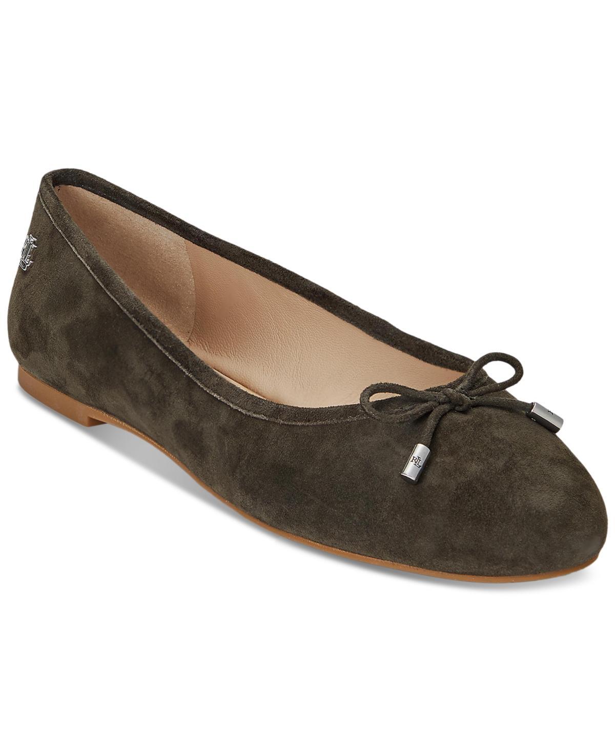 Lauren Ralph Lauren Jayna Bow Detail Leather Ballet Flats Product Image