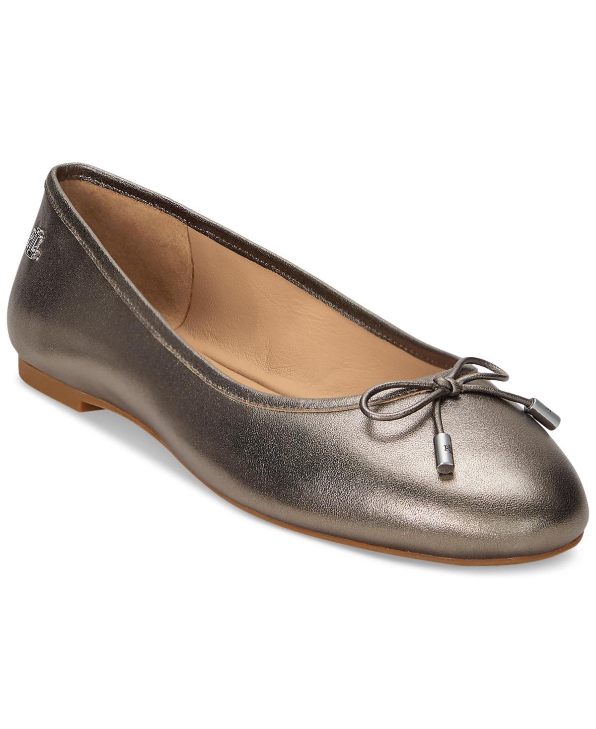 Lauren Ralph Lauren Jayna Bow Detail Leather Ballet Flats Product Image