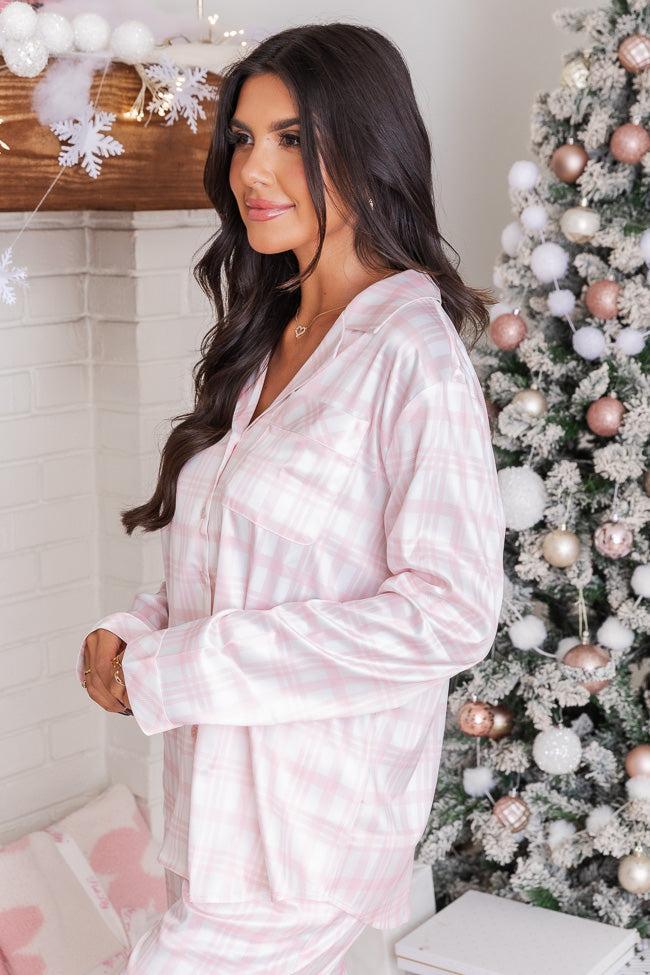 Best Wishes Pink Plaid Satin Pajama Top FINAL SALE Product Image