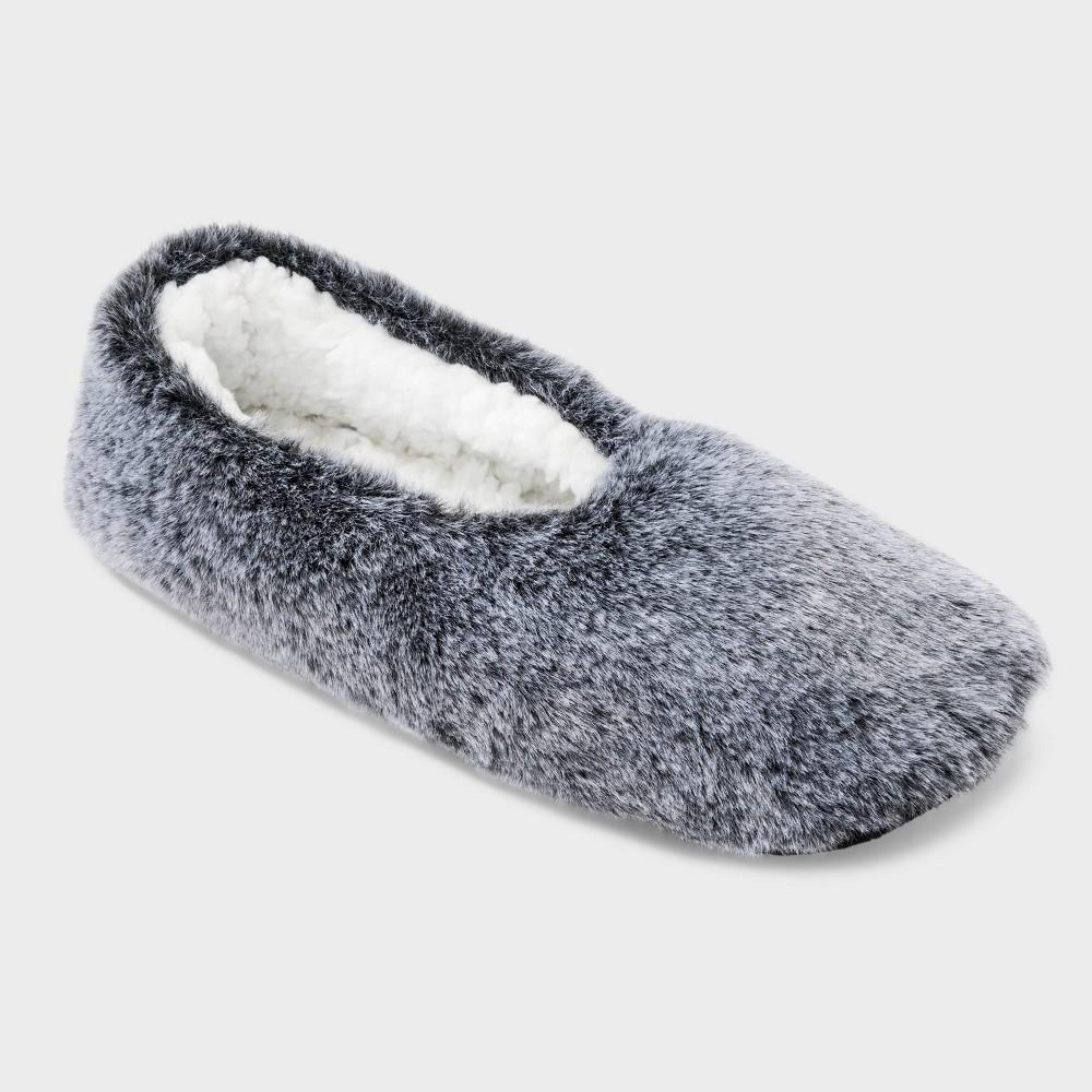 Womens Faux Fur Cozy Pull-On Slipper Socks with Grippers - Auden Black M/L Product Image