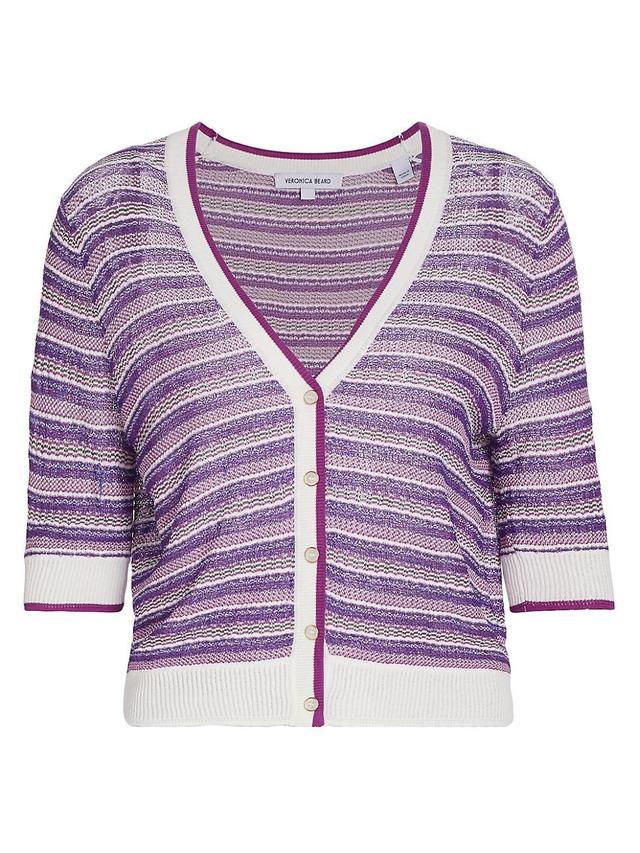 Womens Varia Striped Linen-Blend Knit Cardigan Product Image