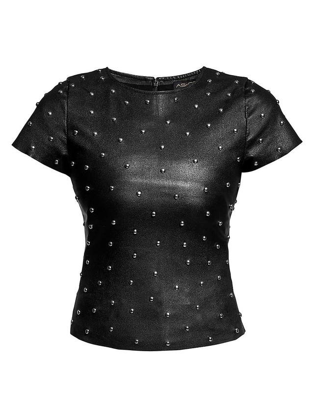 Womens Margot Stretch Leather Tee Product Image