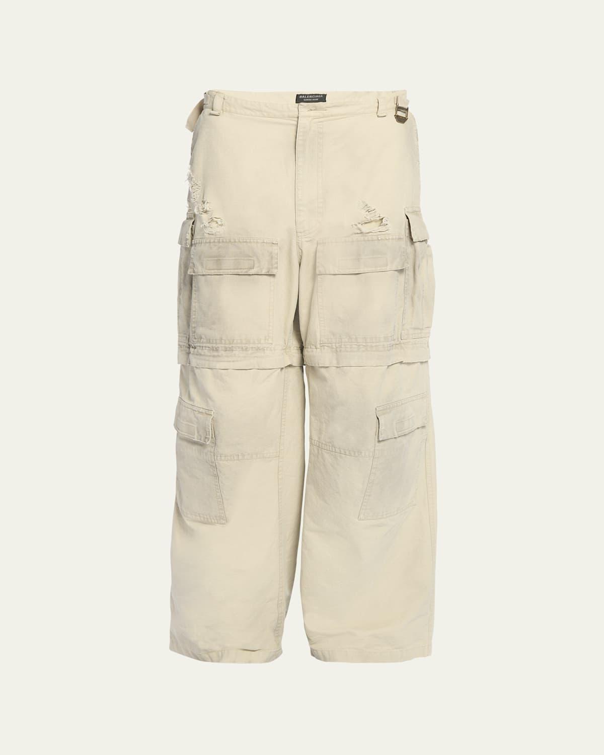 Mens Cotton Ripstop Wide-Leg Cargo Pants Product Image