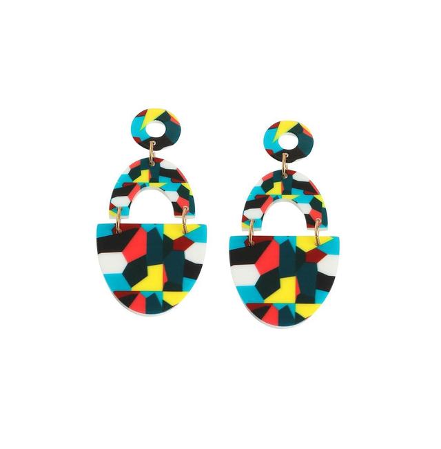 Sohi Womens Black Mosaic Drop Earrings Product Image