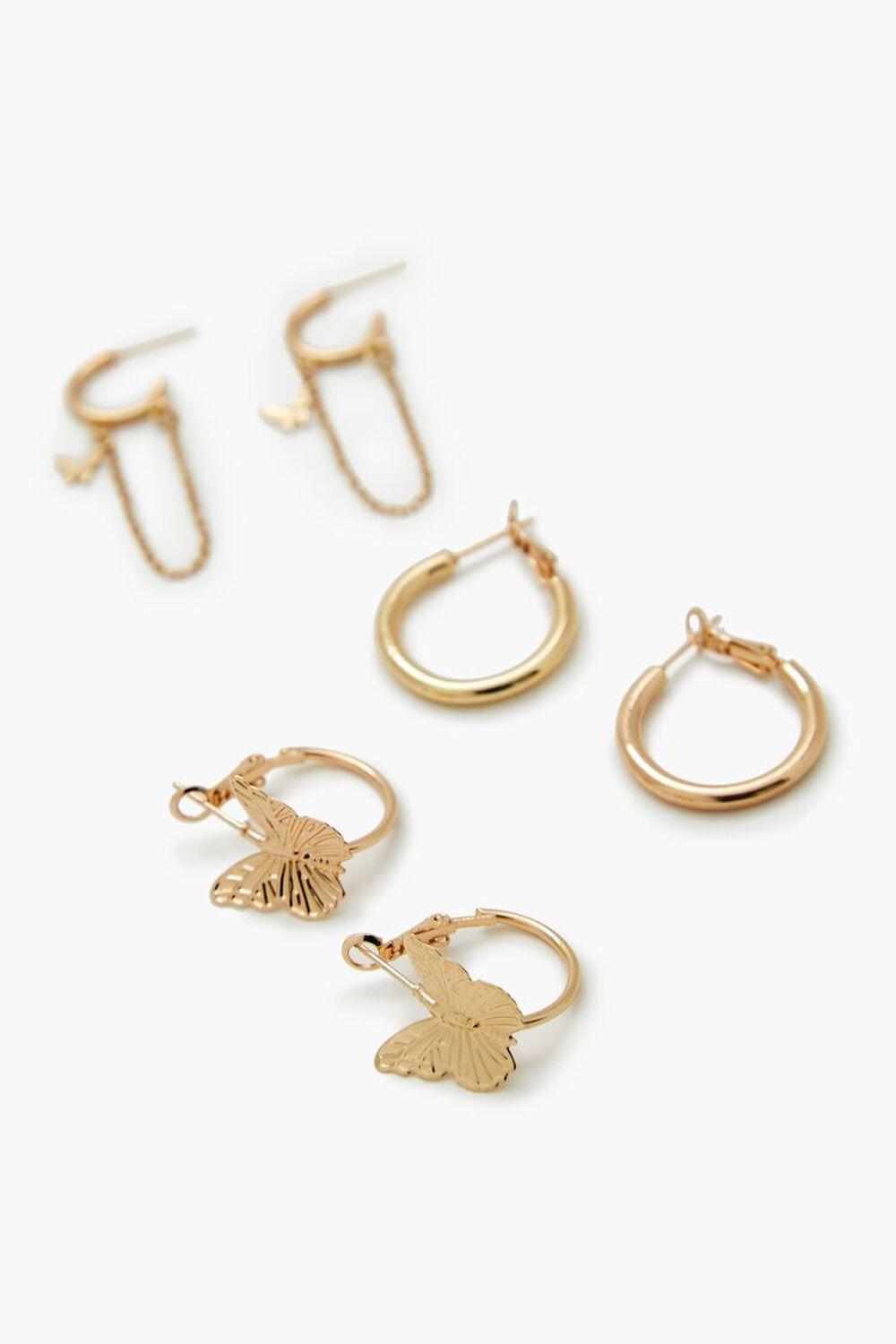 Butterfly Hoop Earrings Set | Forever 21 Product Image