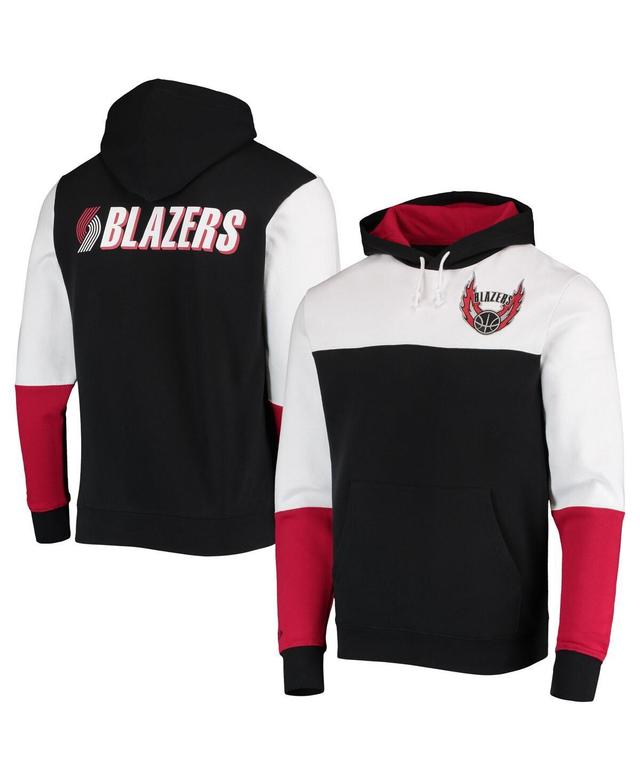 Mens Mitchell & Ness Black Portland Trail Blazers Hardwood Classics Fusion 2.0 Colorblock Pullover Hoodie Product Image