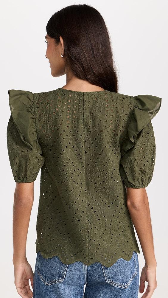 English Factory Ruffle Sleeve Eyelet Top | Shopbop Product Image