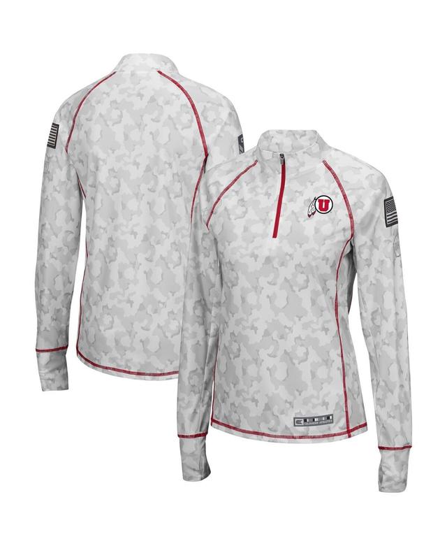 Womens Colosseum Camo Utah Utes OHT Military Appreciation Officer Arctic Lightweight Quarter-Zip Top Product Image