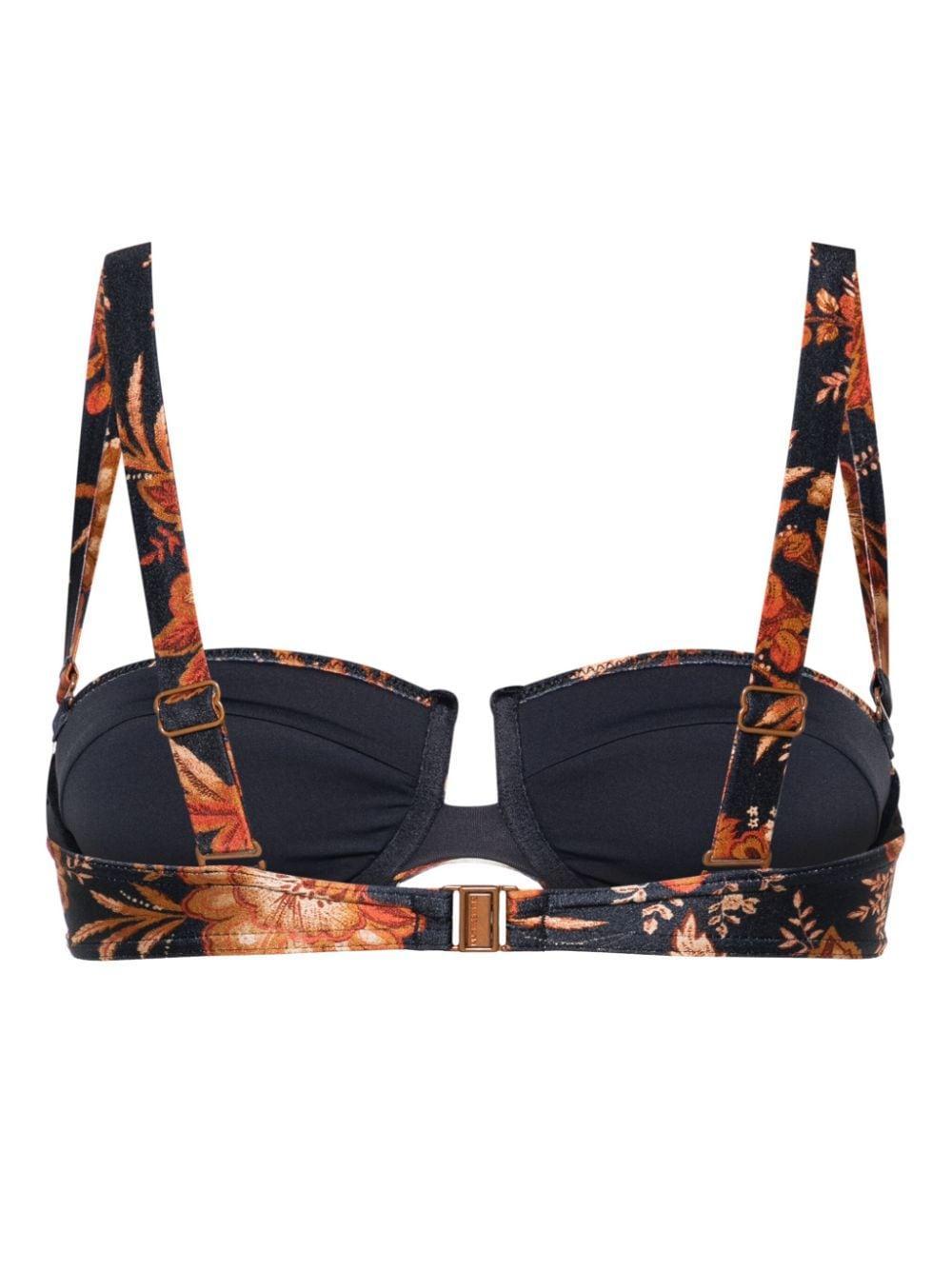 Junie Floral-print Balconette Bra In Blue Product Image