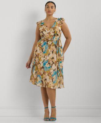 Plus Size Floral Empire-Waist A-Line Dress Product Image